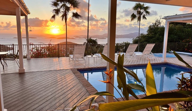 Cloud Nine Sunset Villa with Pool & Spa in St John